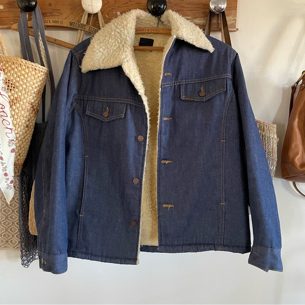 Sears ROEBUCKS vintage Blue Denim Jacket with Cream Lining